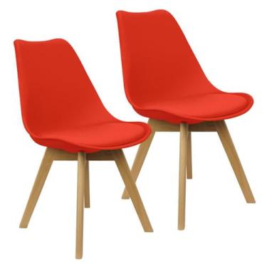Imagem de Kit 2 Cadeiras Charles Eames Leda Luisa Saarinen Design Wood Estofada 