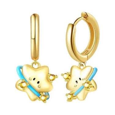 Imagem de Brincos De Argola Femininos Em Prata 925 Com Pérolas E Estrelas, Brinc