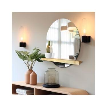 Imagem de Espelho Decorativo Shelf Pinus Redondo