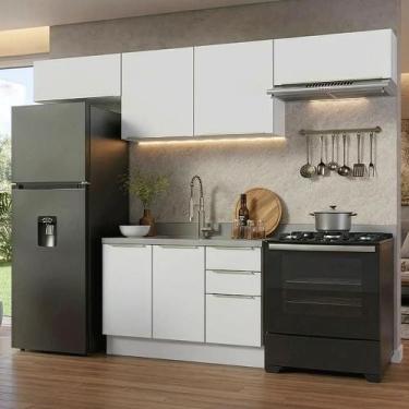 Imagem de Armário De Cozinha Completa 280 Cm Branco/branco Veludo Lux Madesa 02 