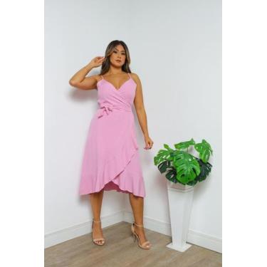 Imagem de Vestido Envelope Midi com Regulador em Tecido Viscolinho - Lajma Store