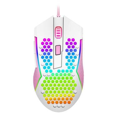 Imagem de Mouse gamer redragon reaping elite rgb m987wp-p branco com rosa