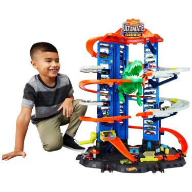 Imagem de Pista Hot Wheels Ultimate Garage com 2 Carros de Brinquedo e Armazenamento para 100 Carrinhos, Azul