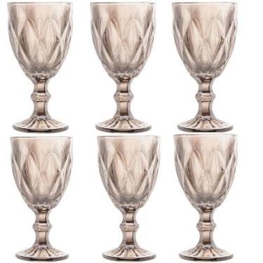 Imagem de Conjunto 6 Taças de Água Vinho Suco de Vidro Diamond 325ml Lyor, Cinza