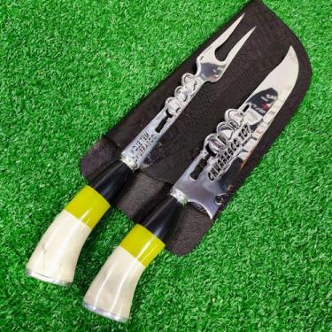 Imagem de Kit Duplo Faca e Garfo Artesanal Churrasco Top Premium Chef Gourmet - 