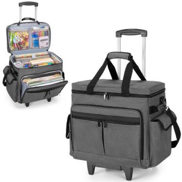 Imagem de Bolsa Rolling Scrapbook Trunab 41x23x37cm, organizadora cinza