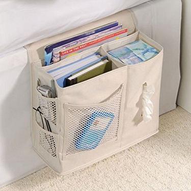 Imagem de Elonglin Bolsa Organizadora Lateral de Cama Porta Livro Óculos Celular Organizador de Cama Porta Treco Objetos B