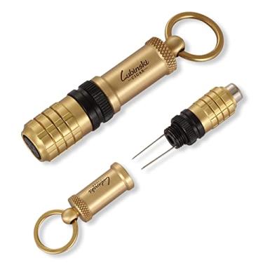 Imagem de 2 em 1 cortador de agulha para charutos multiferramenta de tamanho duplo para charutos com ferramenta para realçador de charutos e nubber à prova de ferrugem, ouro