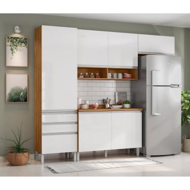 Imagem de Cozinha Compacta Bartira Jaspe com 6 Portas, 3 Gavetas e 6 Prateleiras - 260,4cm de largura