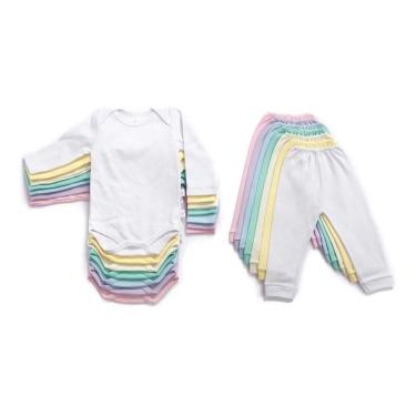 Imagem de Kit Roupa De Bebe 10 Peças Body Manga Longa E Mijão Sem Pé