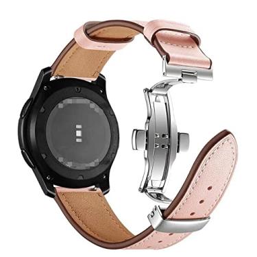 Imagem de Para Samsung Galaxy Watch pulseira de couro delicada 22 mm 20 mm fivela borboleta relógio Samsung pulseira de couro escolha feminina escolha masculina (fivela de prata rosa, 22 mm)