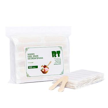 Imagem de RT-biodegradável e ecológico descartável colher de sorvete de madeira, individualmente embalado, seguro, 3 polegadas, 500 pacotes