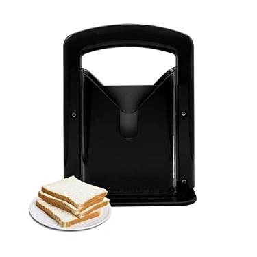 Imagem de Fatiador de bagel, fatiador de precisão de bagel de plástico e aço inoxidável, utensílio de fatiar pão de cozinha preto