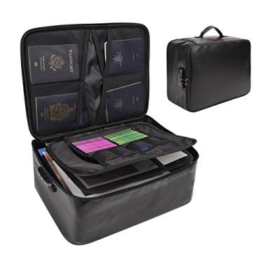 Imagem de LUGU Bolsa de documentos à prova de fogo, izador de segu nça, fecho com zíper, resistente a fogo e água, bolsa de dinheiro, multicamada, com t va pa passaporte de viagem de escritório doméstico,