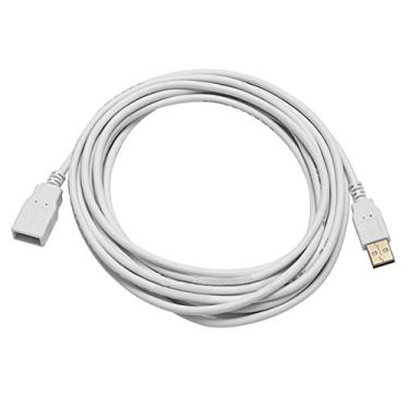 Imagem de Cabo de extensão USB 2.0 Monoprice 108608, entrada tipo A para saída tipo A, banhado a ouro, 4,5 metros, branco