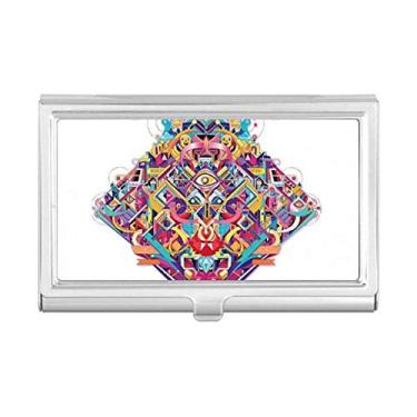 Imagem de Porta-cartões de visita com padrão geométrico de diamante para cartas de baralho