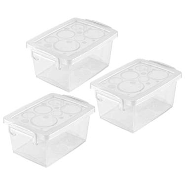 Imagem de Kit 3 Caixa Organizadora Pequena com Trava 1,5L Cristal Ordene