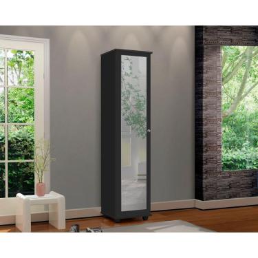 Imagem de Armário Organizador Multiuso 1 Porta Com  Espelho Marry Preto - Rede Móveis