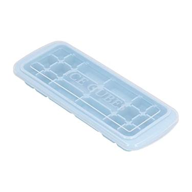 Imagem de Molde de gelo, moldes de gelo de silicone azul para casa com design de tampa para geladeira de cozinha doméstica