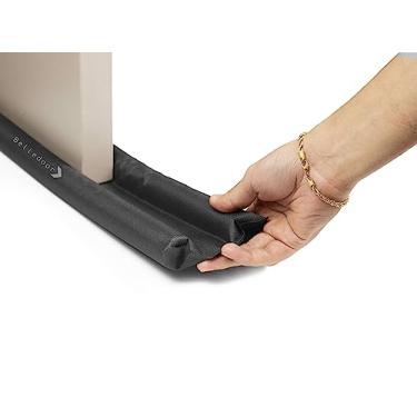 Imagem de Veda Porta Rolinho Ajustavel Rolo Protetor de Porta Duplo Rolinho de Porta (Preto - 100cm)