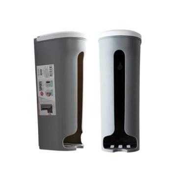 Imagem de Suporte Organizador de Rolos Sacolas Adesivo Fixação Parede (Cinza)