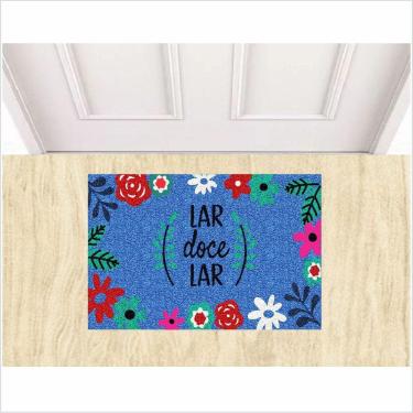 Imagem de Tapete Capacho Decorativo Lar Doce Lar Flor.
