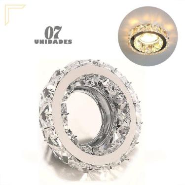 Imagem de 7 Spot Embutir Cristal Inox Redondo K9 Mr16 Sala Lup70