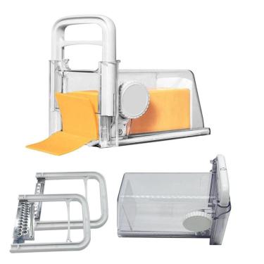 Imagem de Cortador Ralador de Queijo Presundo 4 em 1 Manual Fatiador Lamina Inox Porte Hermetico Cozinha Balcao Geladeira