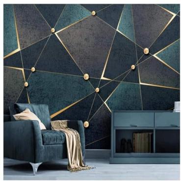 Imagem de TUYIFA Papel de parede 3D papel de parede linhas geométricas moderno minimalista ouro abstrato sala de estar TV fundo mural de parede (158" x 110", autoadesivo)