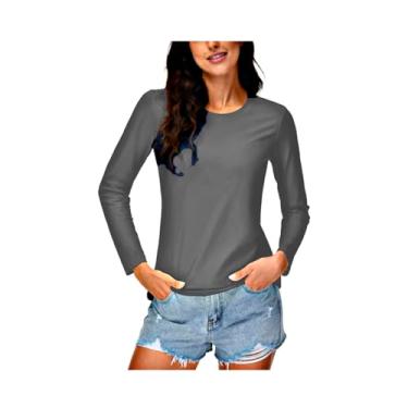 Imagem de Camisas Térmica Feminina Proteção Solar Uv Segunda Pele Hm Dry Fit (G, CINZA)