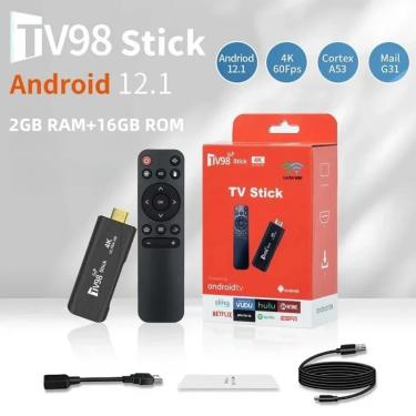 Imagem de TV98 Ultra HD TV Stick Android 12.1 4K Smart TV Box 2.4G 5G WiFi H.265 Rede Media Player Set Top Box