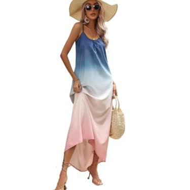 Imagem de Camisa Feminina Ombre Print Cami Dress (Color : Multicolor, Size : M)