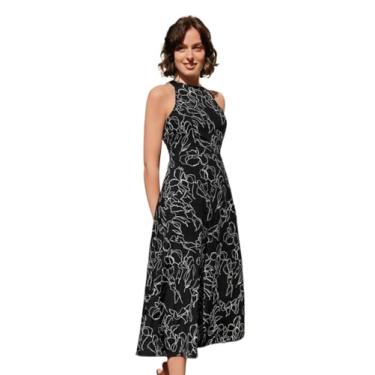 Imagem de Camisa Feminina Floral Print Sleeveless Dress (Color : Black and White, Size : L)