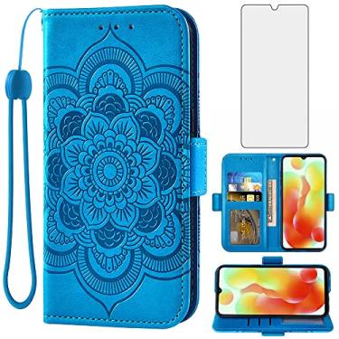 Imagem de Asuwish Capa de telefone para Xiaomi Redmi 12C/Poco C55 capa carteira com protetor de tela de vidro temperado e suporte de couro flip para cartão de crédito suporte flor fólio acessórios para celular