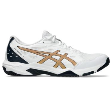 Imagem de Asics Tênis masculino de vôlei Gel-Rocket 11, tamanho 41, branco/ouro puro