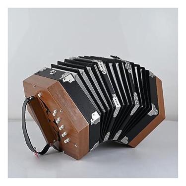 Imagem de Acordeão hexagonal de 20 chaves para adultos, acordeão profissional para iniciantes, concertina profissional (madeira)