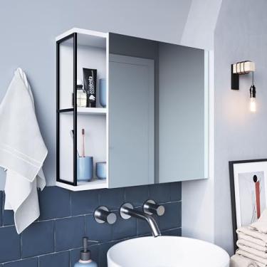 Imagem de Armário Para Banheiro 60 Cm P1015 Preta E Branca Placa e Ponto