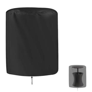 Imagem de Capa de Mesa de Bar à Prova d'Água Redonda Saking, 53 cm, Preta e Prata, Resistente à Água, UV e Vento