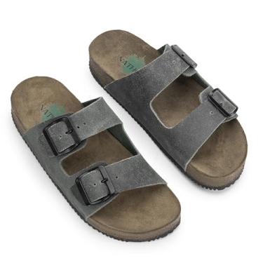 Imagem de Sandália Papete Masculina NATHOS em COURO. (CAMURÇA CINZA, BR, Adulto, Numérico, 43)