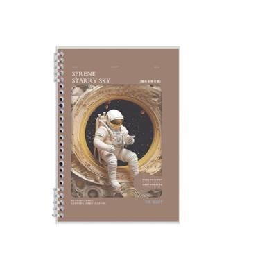 Imagem de Joucien Livro de cartão espesso, páginas internas, caderno de folhas soltas, adequado para estudantes, caderno central de substituição de folhas soltas - cor café (grade B5/60 folhas)