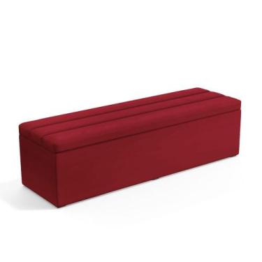 Imagem de Calçadeira Baú Ursa 160 para Cama Queen Z-001 Sued Vermelho Aradecor, 