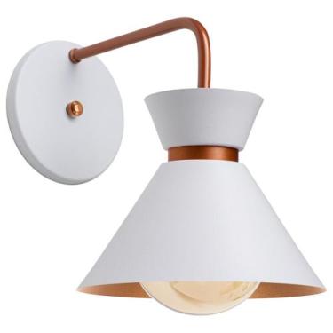 Imagem de Arandela Parede Berlin 15cm Branco C/ Cobre + Led G95 Retrô - Iluminar
