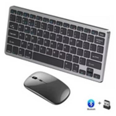 Imagem de Teclado e Mouse compacto pequeno sem fio bluetooth recarregável silenc