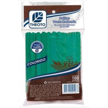 Imagem de Palito Sorvete Ponta Redonda Verde Pac Com 100 Unidades Theoto