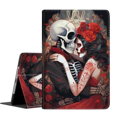 Imagem de Capa para Samsung Galaxy S6 Lite, capa fina e dobrável com ativar/desativar automaticamente para Samsung Galaxy Tab S6 Lite 10,4 polegadas 2022/2020 P610/P613/P615/P619, beijo de caveira de casal
