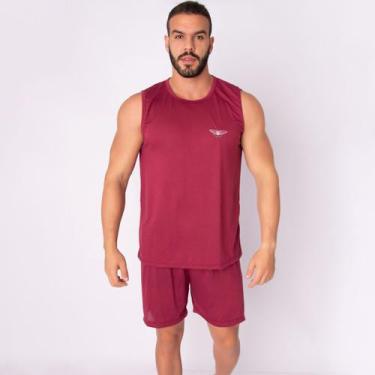 Imagem de Pijama Masculino Regata Adulto Short Verão Curto Malha Liso Dormir Bás