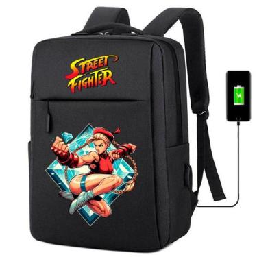 Imagem de Mochila USB Escolar Estampa Infantil Street Figther Notebooks, Trabalh