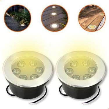 Imagem de 2 Balizador De Solo Led Chão Jardim 5w Embutir Blindado - VLED, Verde,