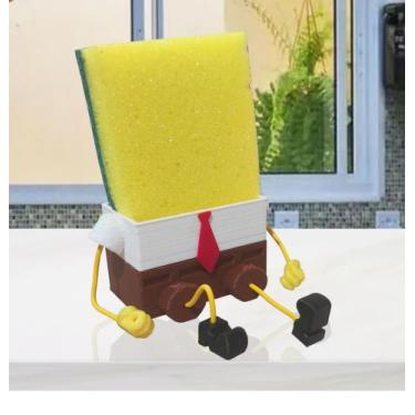 Imagem de Suporte Decorativo Bob Esponja Bucha Decoração Cozinha - Marxgreg3d
