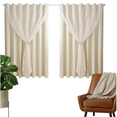 Imagem de Cortina Blackout PVC 2,00m X 1,80m Com Voil Palha - Ibitinga Decora
